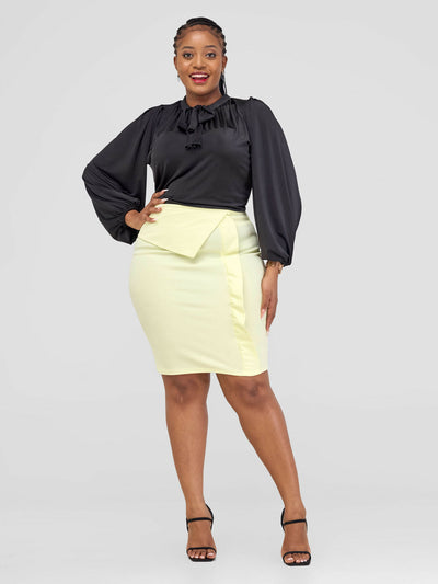 Elsie Glamour Lila Asymmetrical Skirt - Butter Milk - Shopzetu