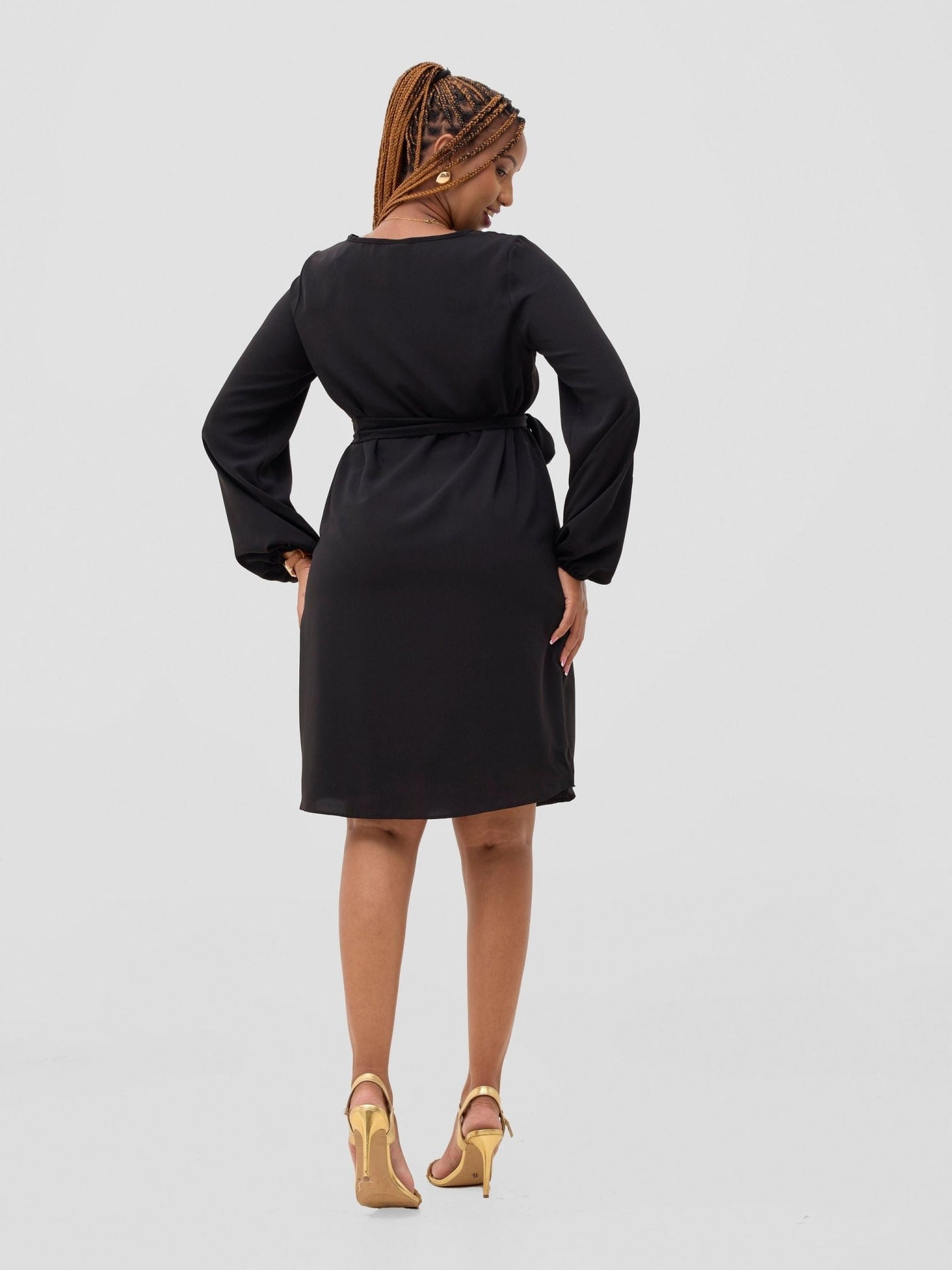 Vivo Zawadi Crepe Shift Dress - Black - Shopzetu