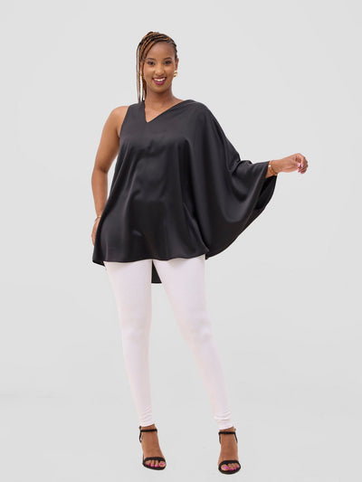 Vivo Yene Asymmetrical Cape Top - Black - Shopzetu