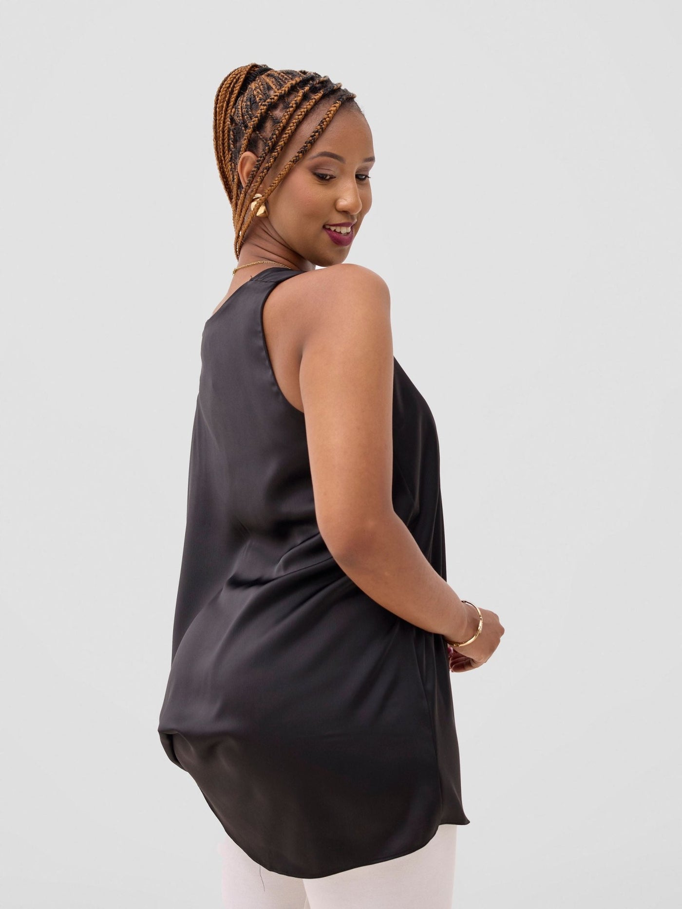 Vivo Yene Asymmetrical Cape Top - Black - Shopzetu
