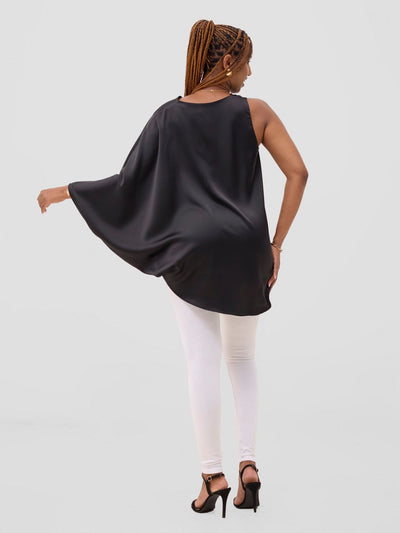 Vivo Yene Asymmetrical Cape Top - Black - Shopzetu