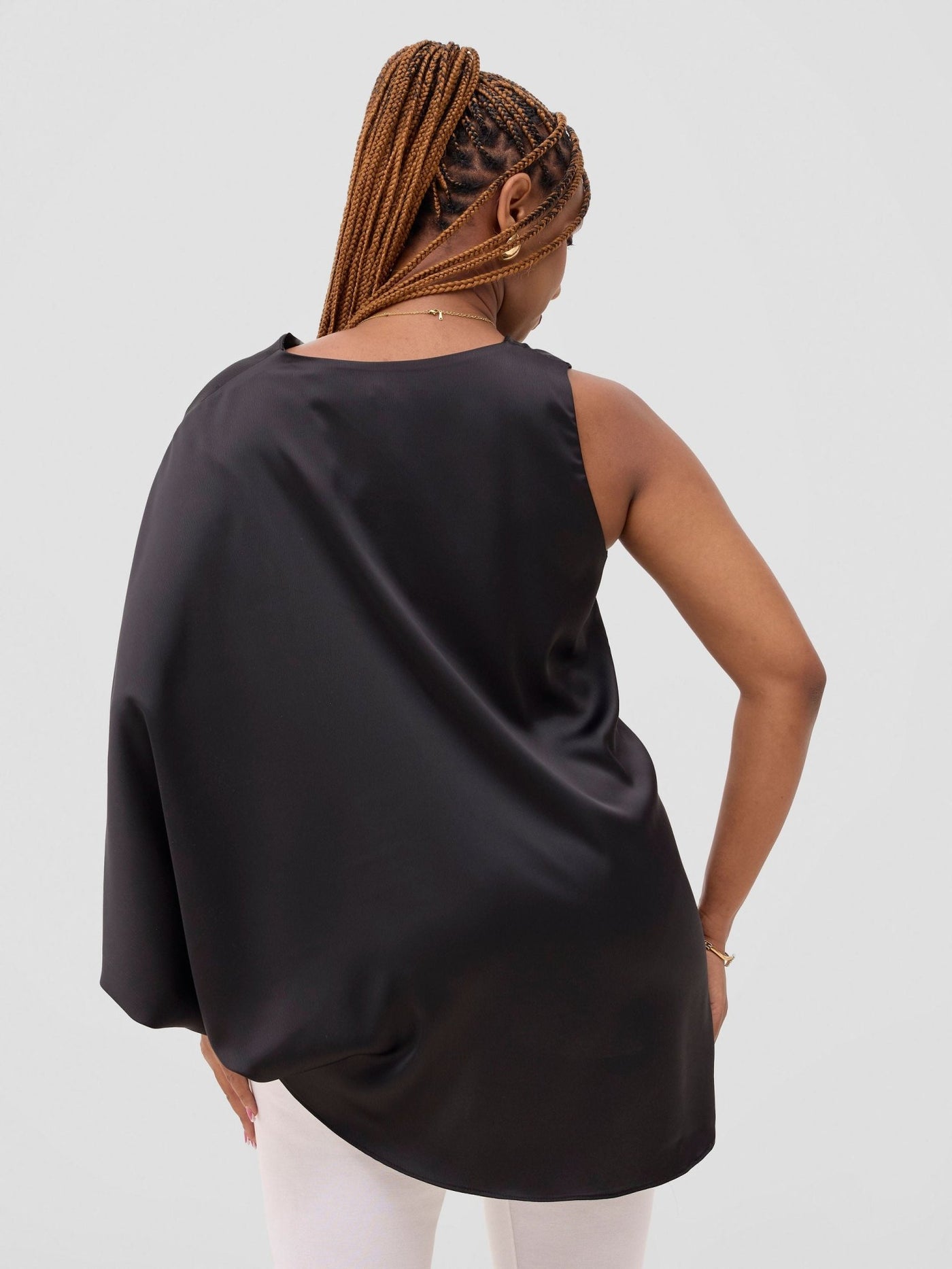 Vivo Yene Asymmetrical Cape Top - Black - Shopzetu