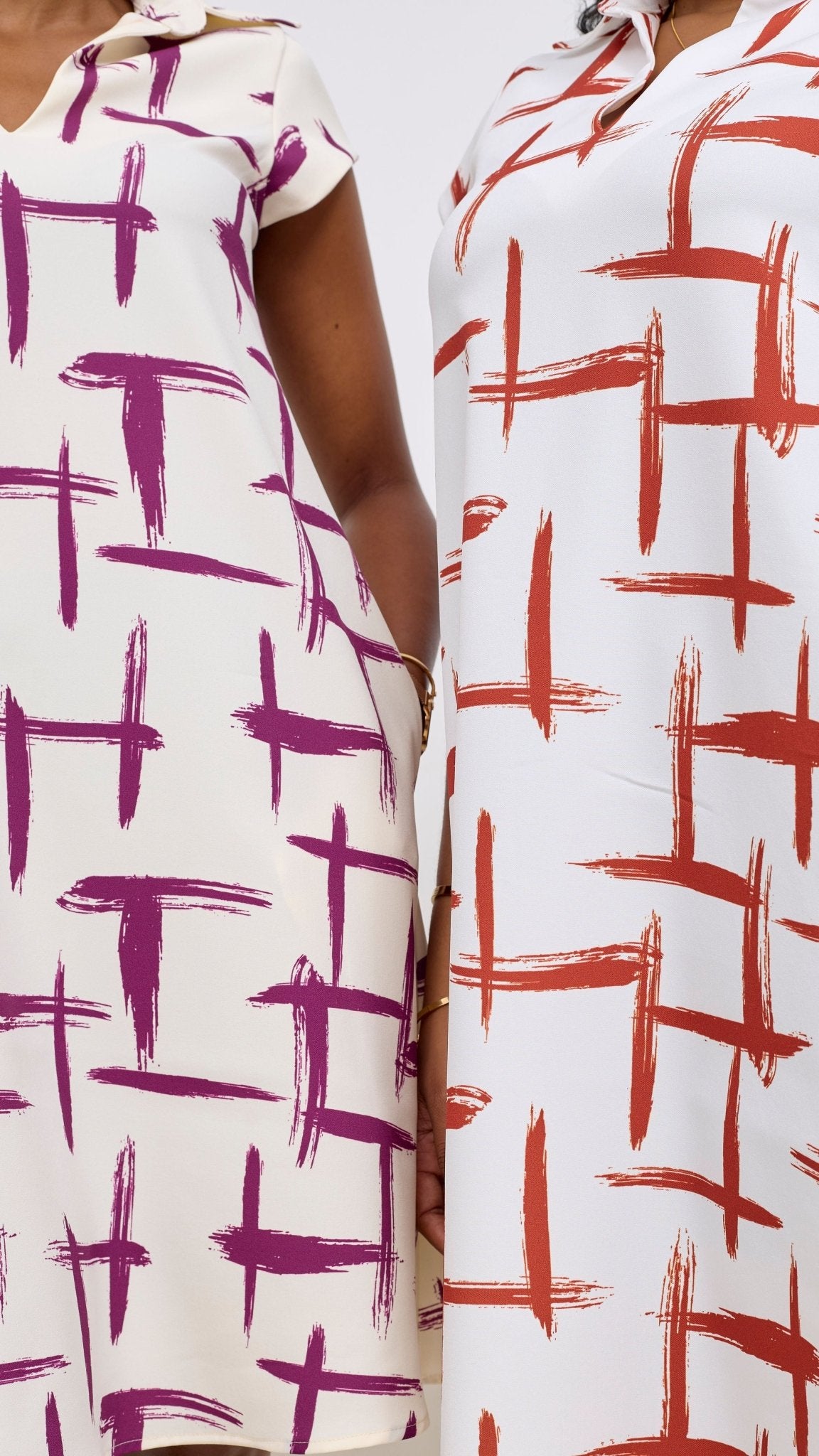 Vivo Mandla Tent Dress - White / Purple Seka Print - Shopzetu