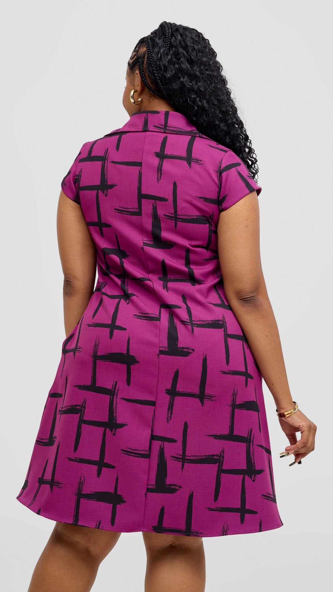 Vivo Mandla Tent Dress - Purple / Black Seka Print - Shopzetu