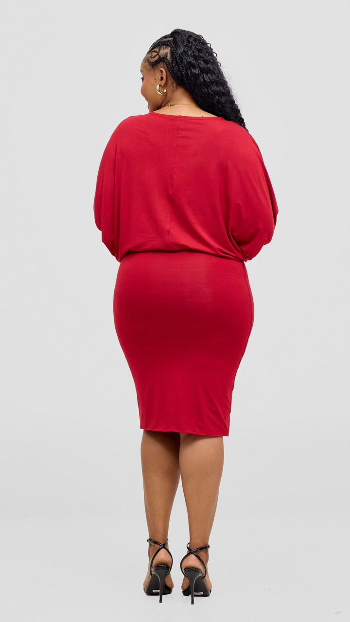 Vivo Tolani Dress - Dark Red - Shopzetu