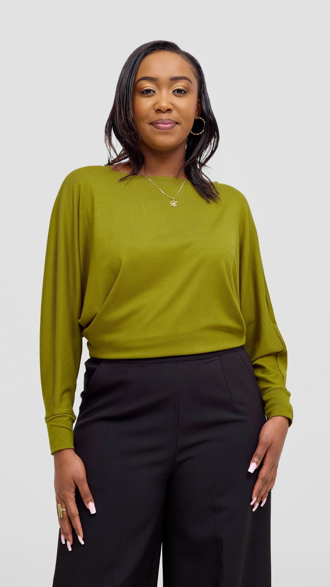 Vivo Bana Batwing Top - Dark Olive - Shopzetu