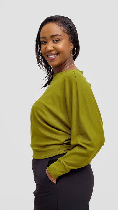 Vivo Bana Batwing Top - Dark Olive - Shopzetu