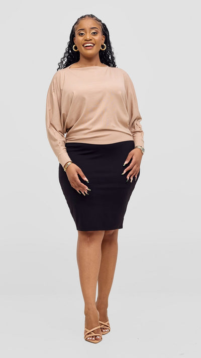 Vivo Bana Batwing Top - Taupe - Shopzetu