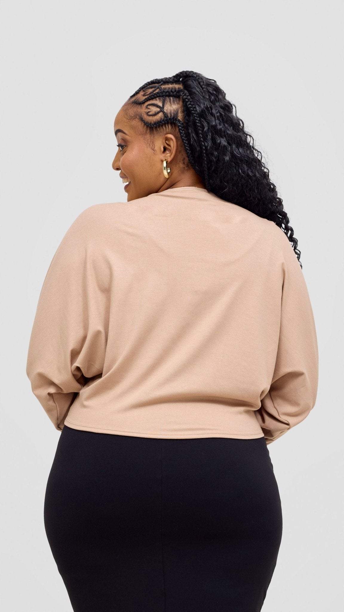 Vivo Bana Batwing Top - Taupe - Shopzetu