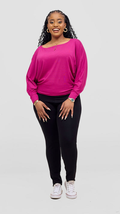 Vivo Bana Batwing Top - Fuschia - Shopzetu