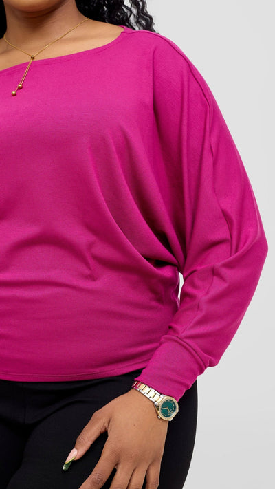 Vivo Bana Batwing Top - Fuschia - Shopzetu