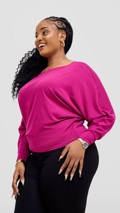 Vivo Bana Batwing Top - Fuschia - Shopzetu