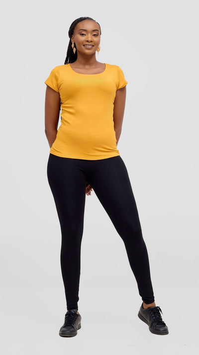 Vivo Basic Val Cap Sleeve Top - Mustard - Shopzetu