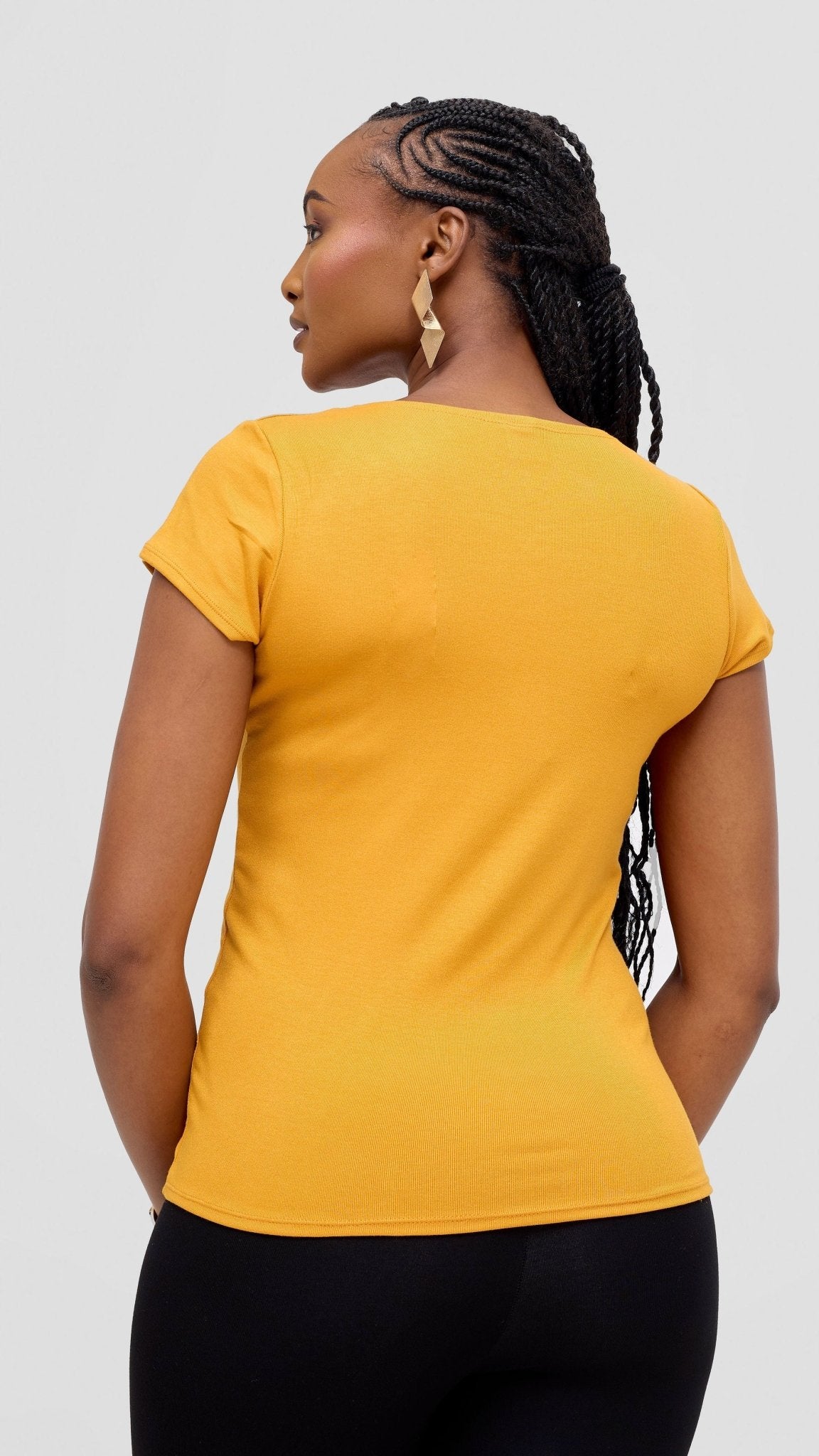 Vivo Basic Val Cap Sleeve Top - Mustard - Shopzetu