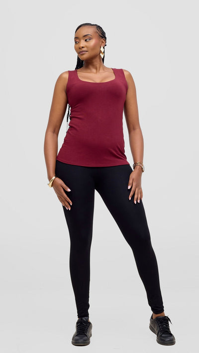 Vivo Basic Val Tank Top - Maroon - Shopzetu