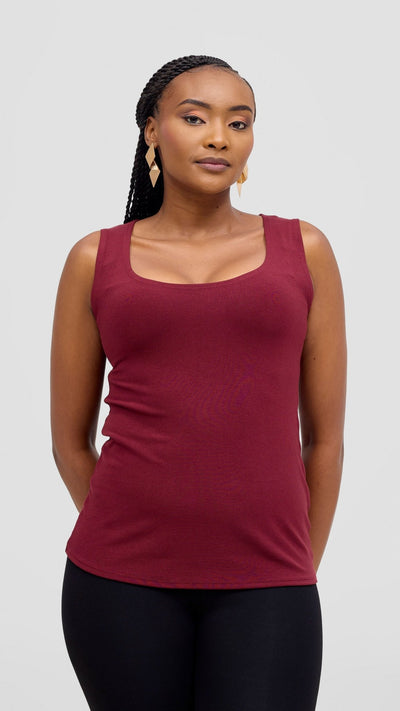 Vivo Basic Val Tank Top - Maroon - Shopzetu