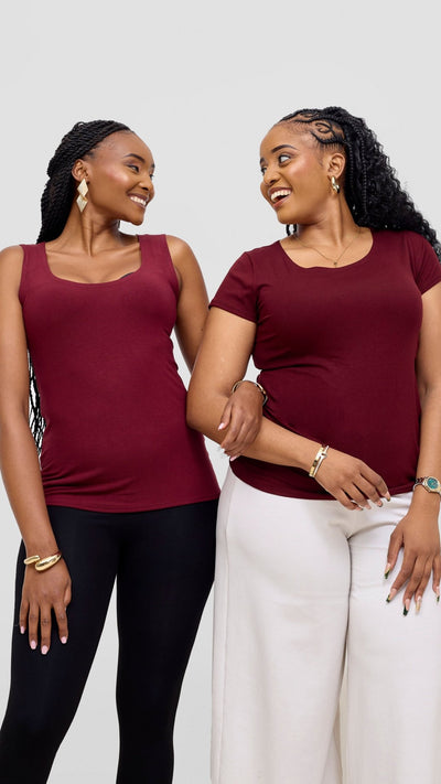 Vivo Basic Val Tank Top - Maroon - Shopzetu