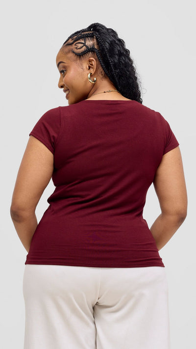 Vivo Everyday Cap Sleeve Top - Maroon - Shopzetu