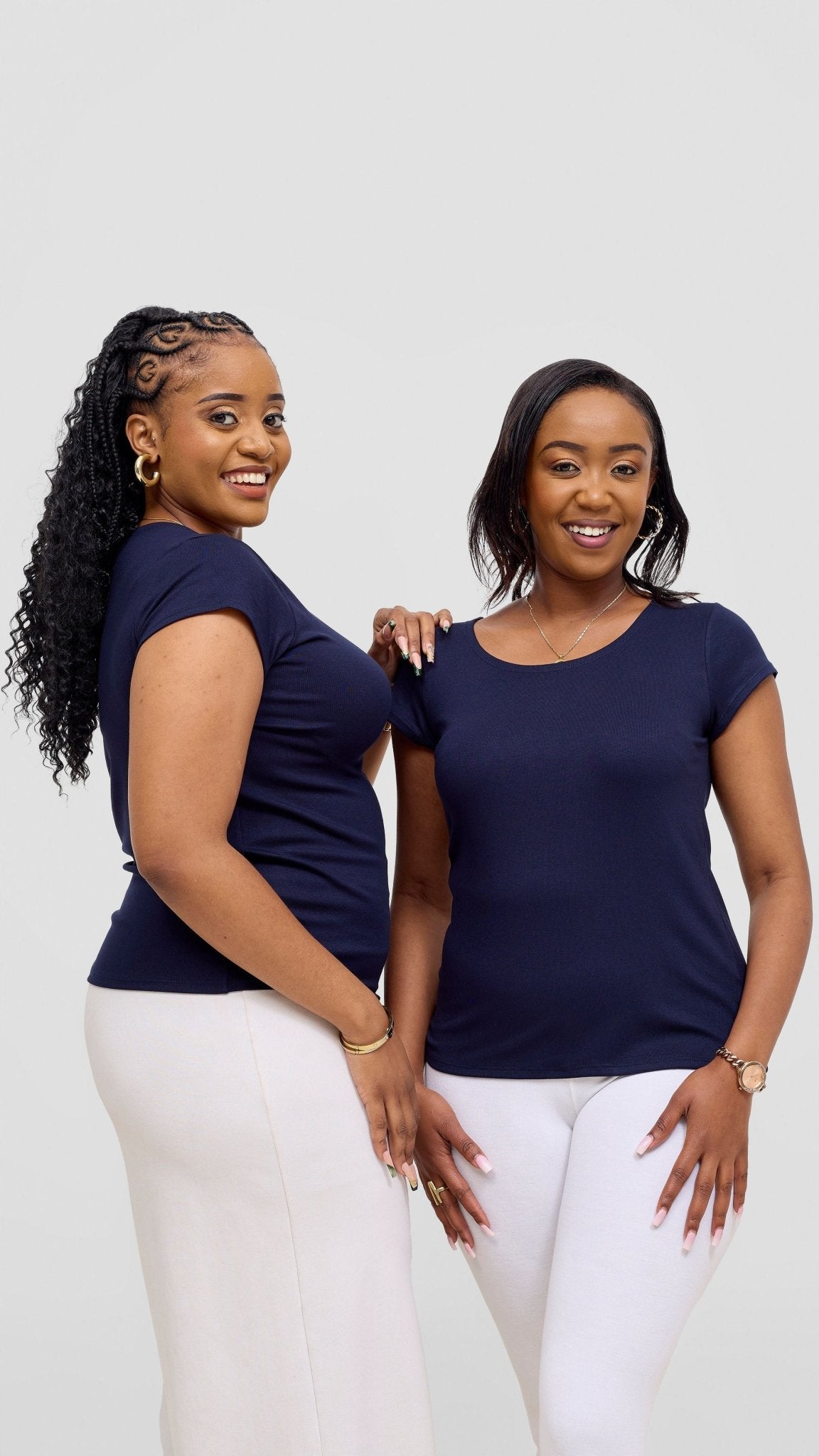 Vivo Basic Val Cap Sleeve Top - Navy Blue - Shopzetu