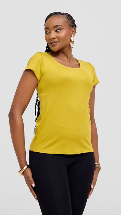 Vivo Everyday Cap Sleeve Top - Light Olive Green - Shopzetu