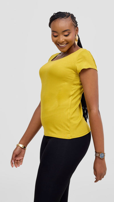 Vivo Everyday Cap Sleeve Top - Light Olive Green - Shopzetu