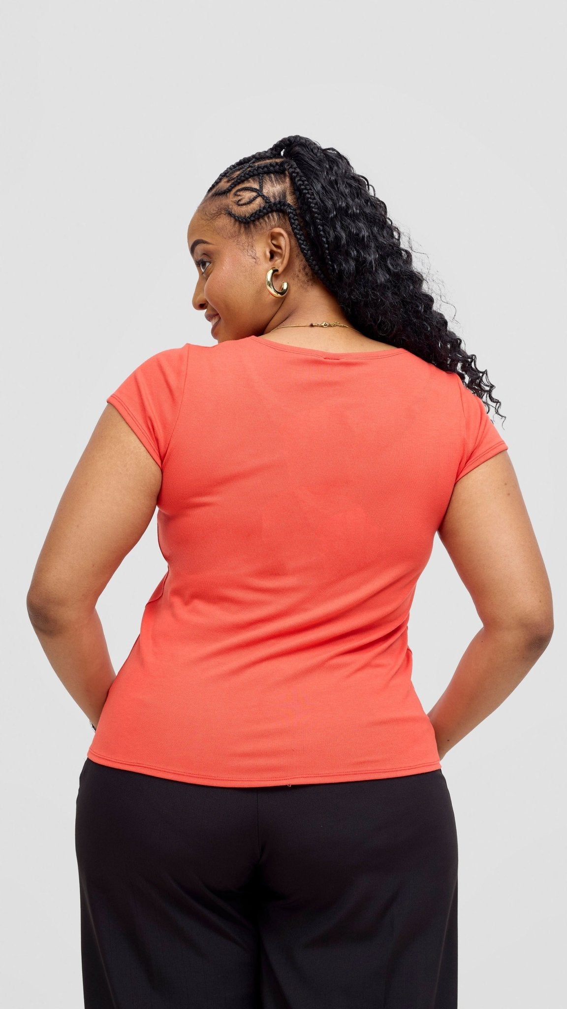 Vivo Everyday Cap Sleeve Top - Rust - Shopzetu