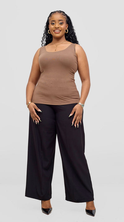 Vivo Basic Tank Top - Dark Taupe - Shopzetu