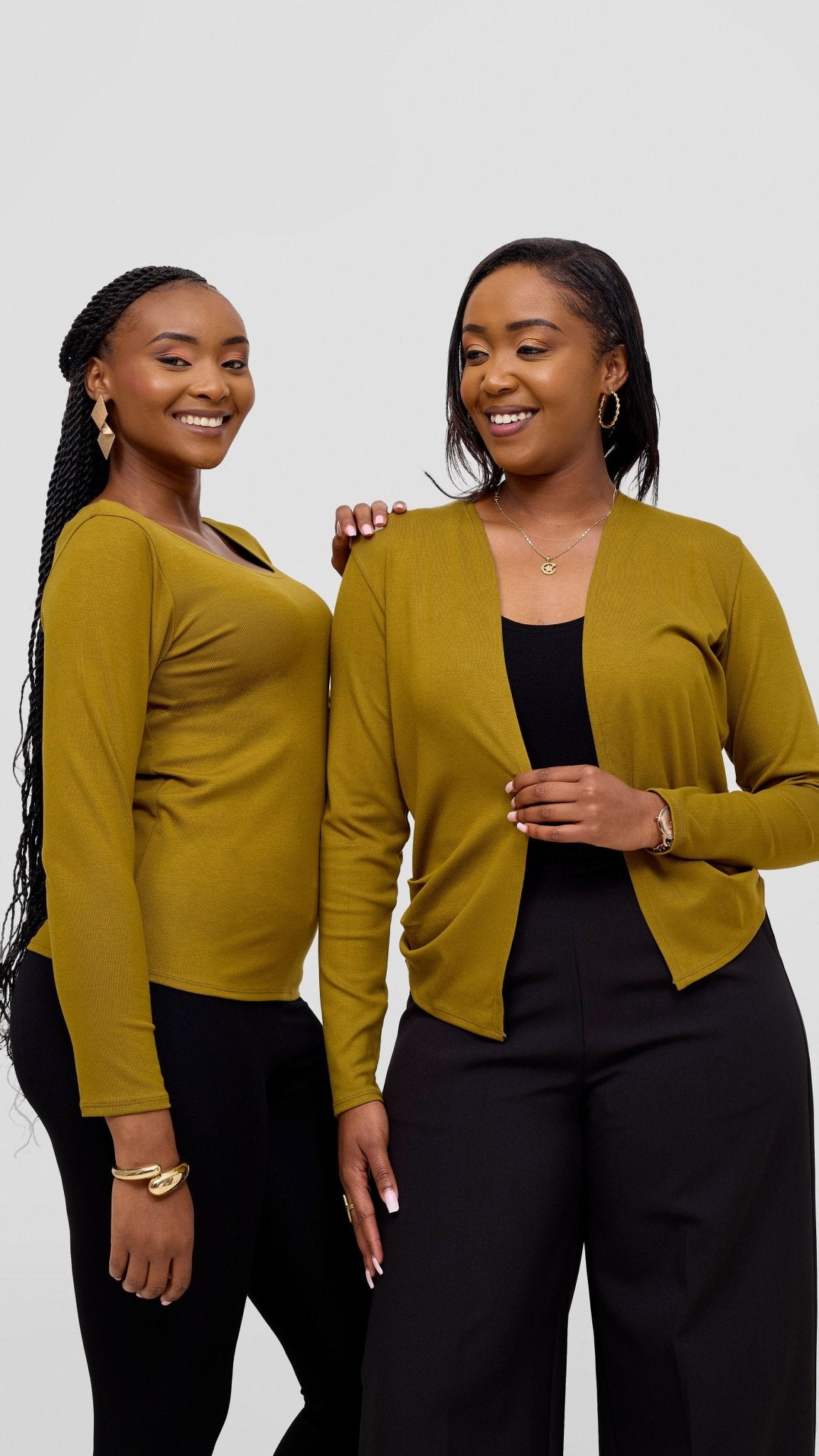 Vivo Basic Val Long Sleeve Top - Dark Olive - Shopzetu