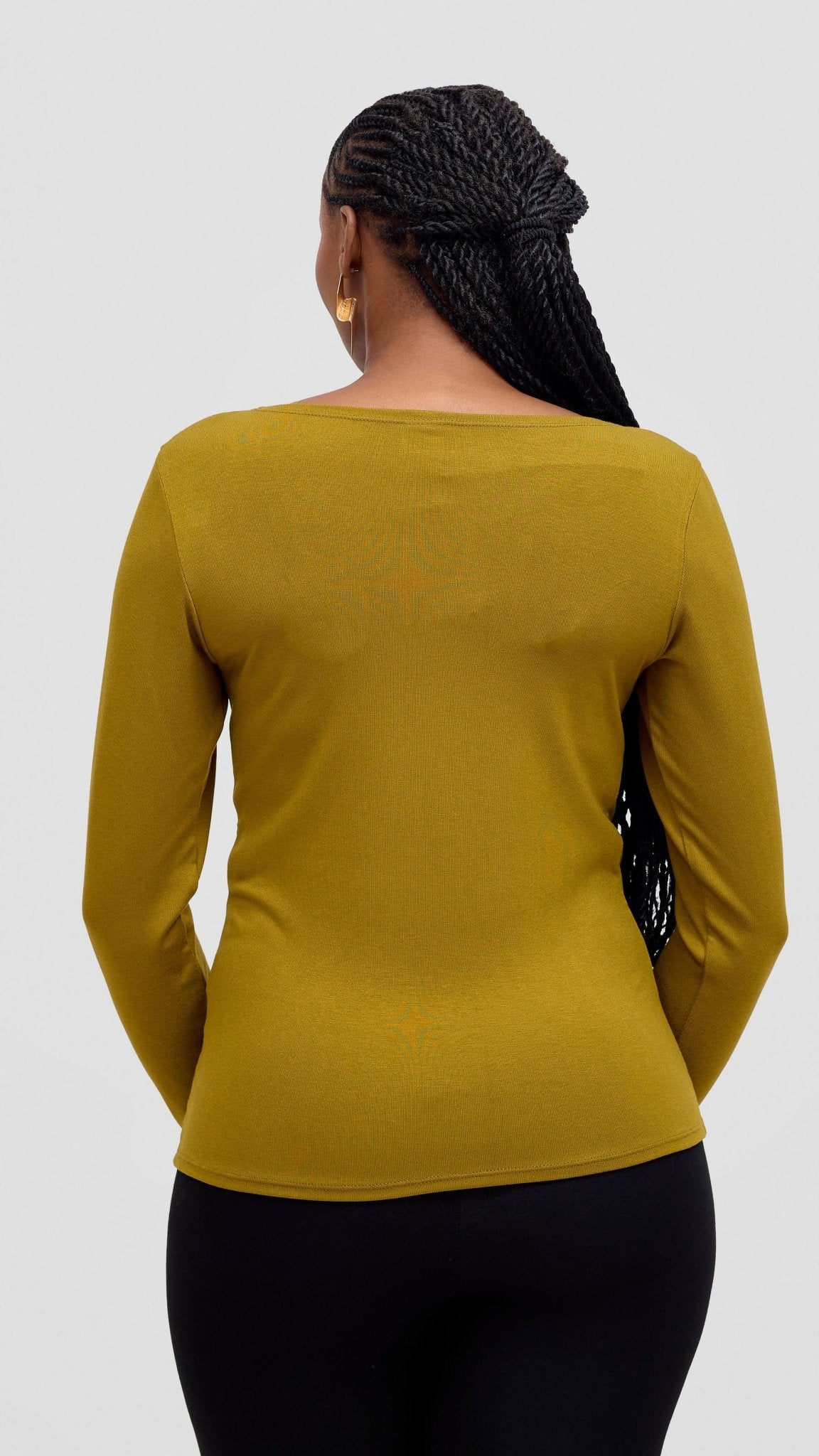 Vivo Basic Val Long Sleeve Top - Dark Olive - Shopzetu
