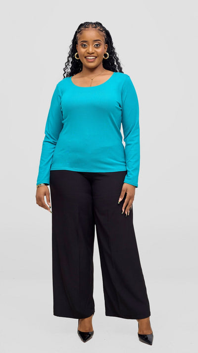 Vivo Basic Val Long Sleeve Top - Sea Green - Shopzetu