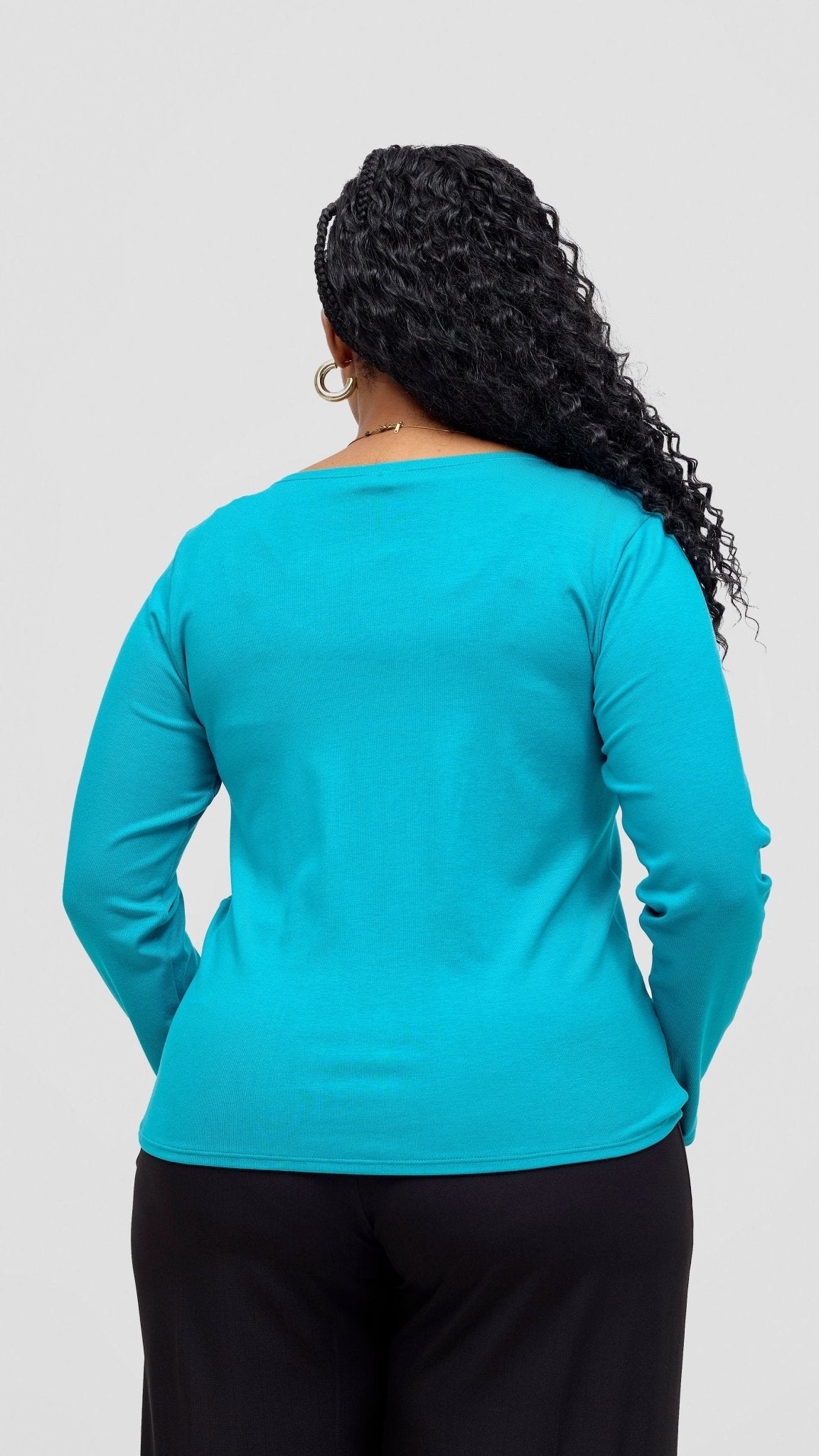 Vivo Basic Val Long Sleeve Top - Sea Green - Shopzetu