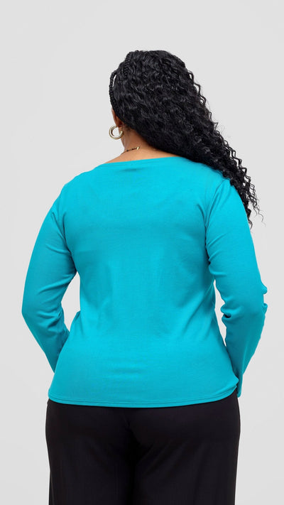 Vivo Basic Val Long Sleeve Top - Sea Green - Shopzetu