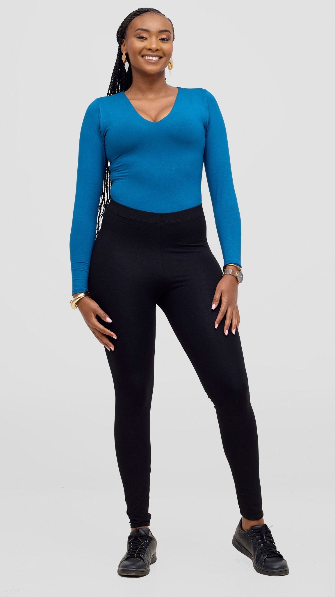 Vivo Everyday Long Sleeved Double Layered Bodysuit - Dark Teal - Shopzetu
