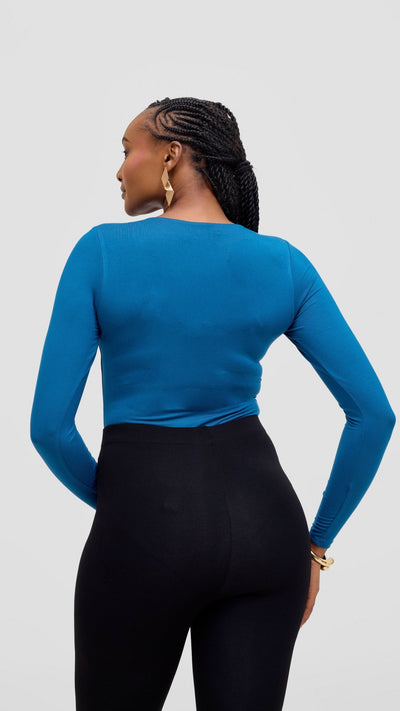 Vivo Everyday Long Sleeved Double Layered Bodysuit - Dark Teal - Shopzetu