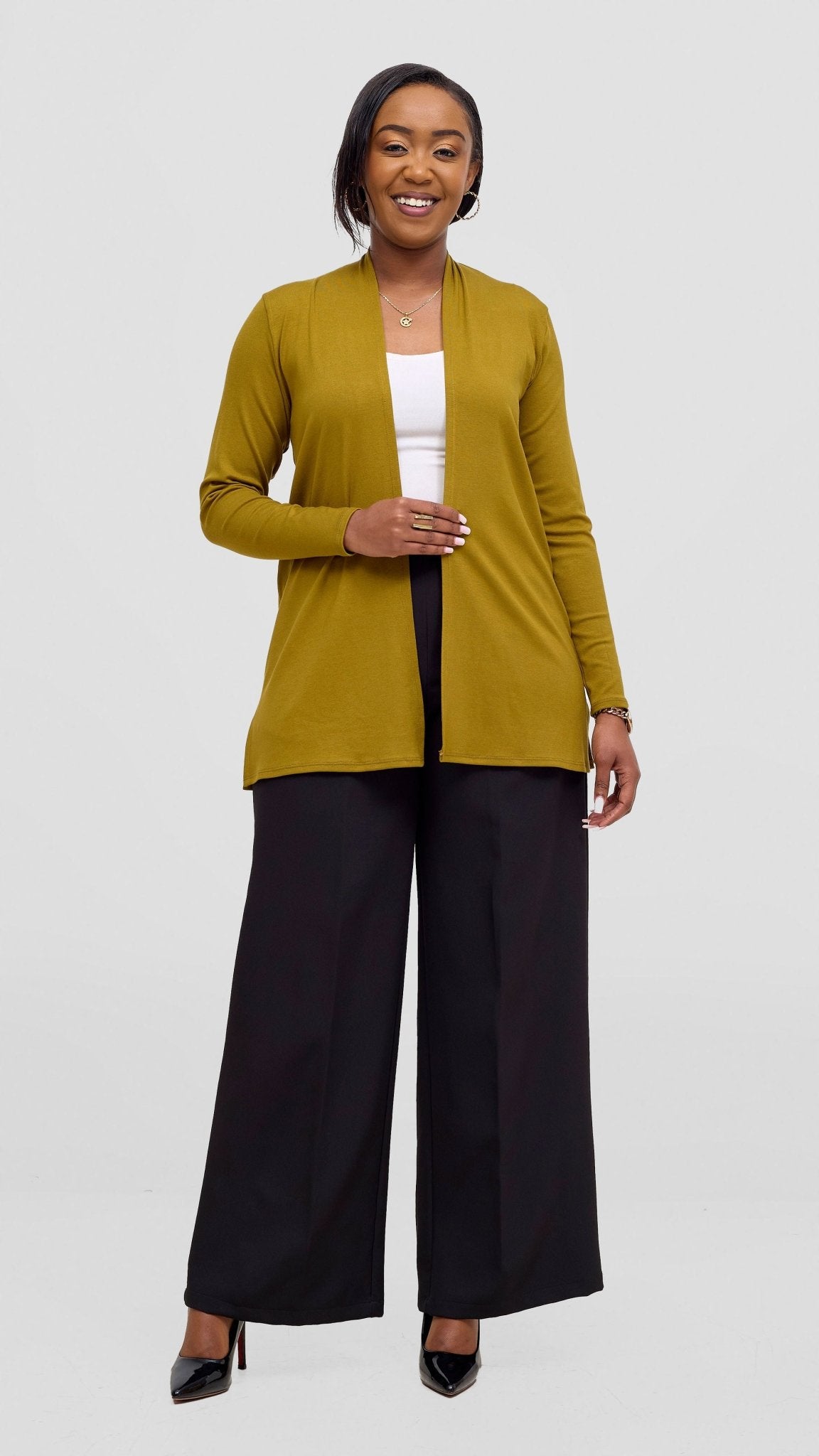 Vivo Leila Short Waterfall - Dark Olive - Shopzetu