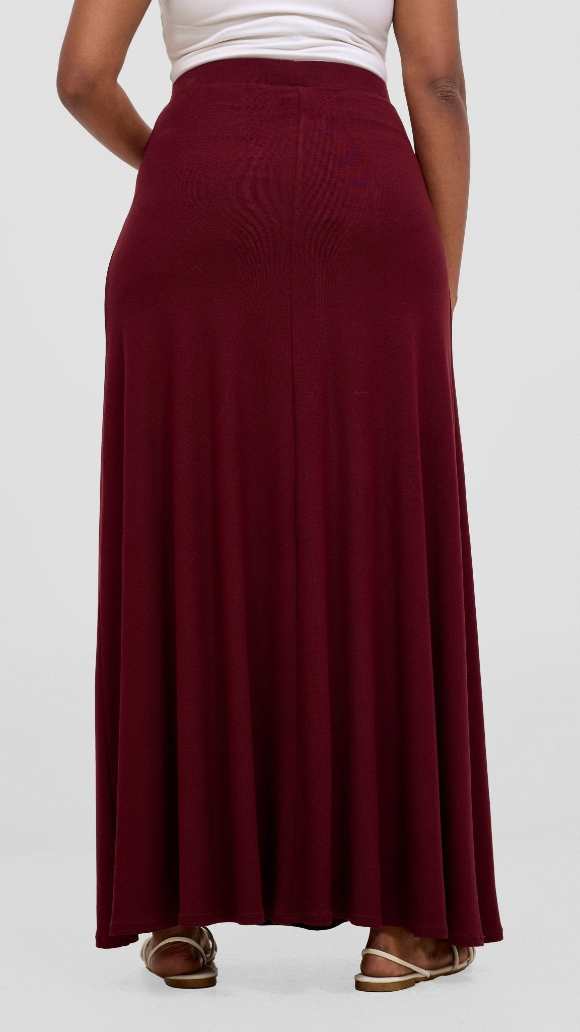 Vivo Basic A - line Maxi Skirt - Dark Maroon - Shopzetu