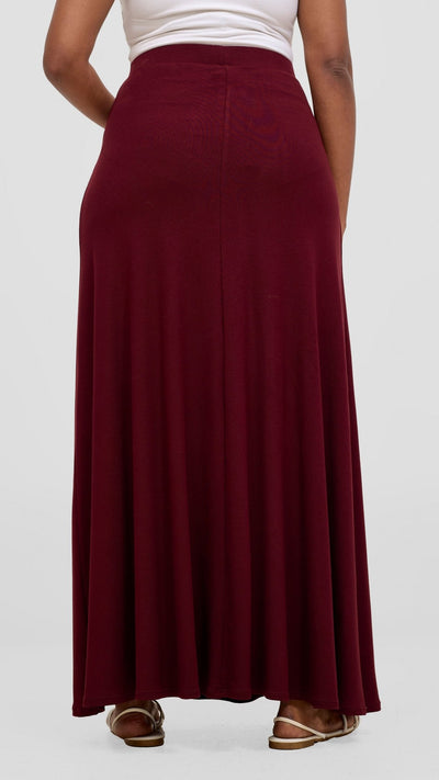 Vivo Basic A - line Maxi Skirt - Dark Maroon - Shopzetu