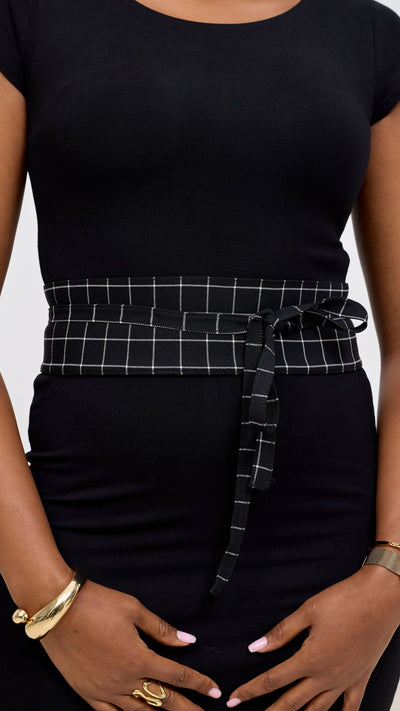 Vivo Basic Strappy Belt - Black Checked Print - Shopzetu