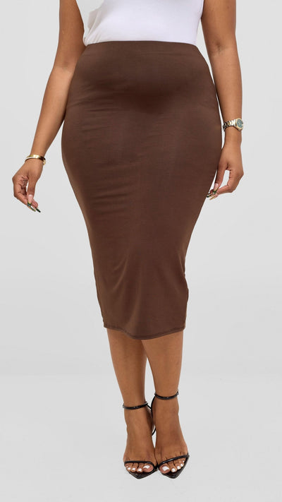 Vivo Basic Lined Capri Skirt - Chocolate - Shopzetu