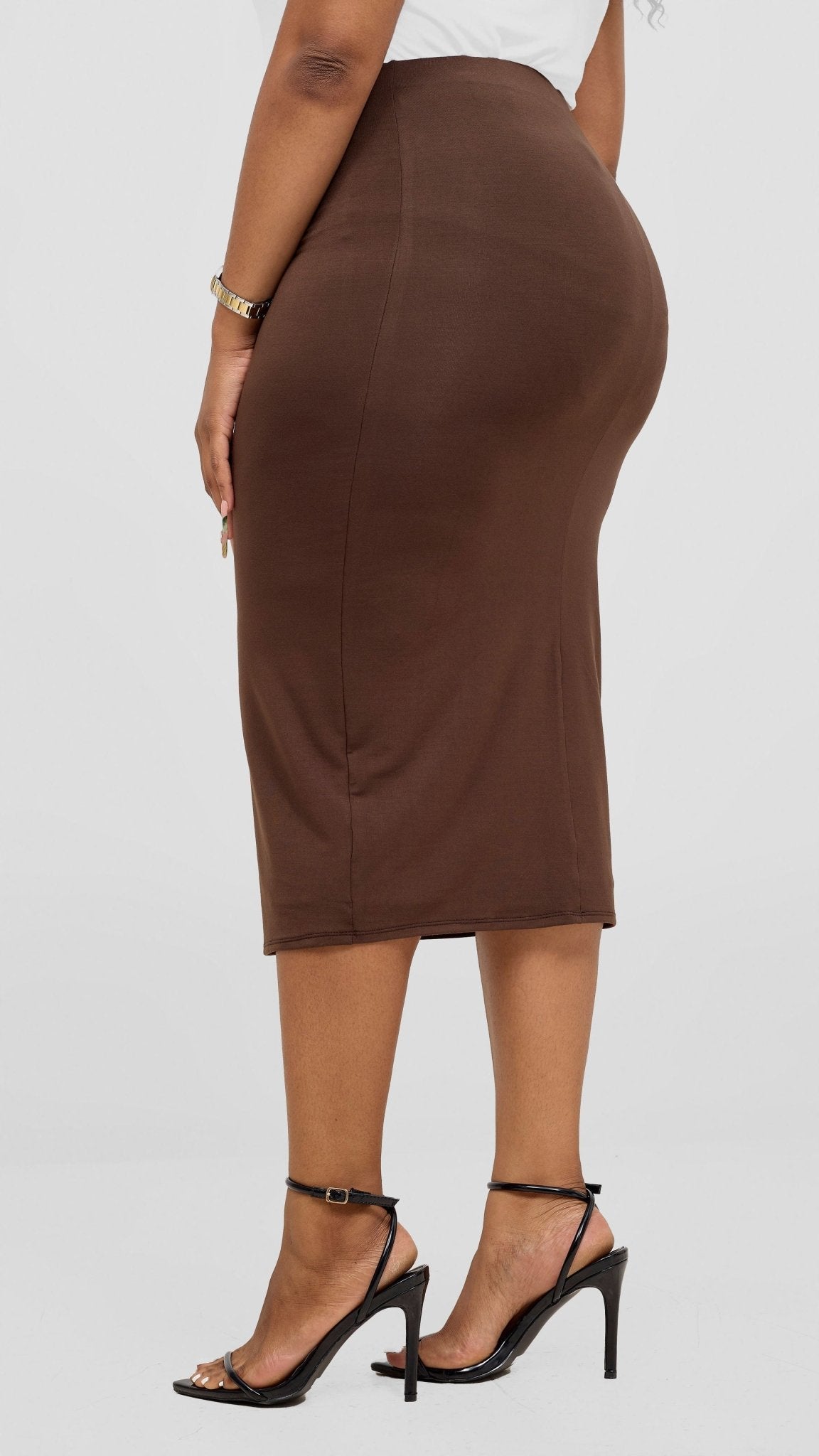 Vivo Basic Lined Capri Skirt - Chocolate - Shopzetu