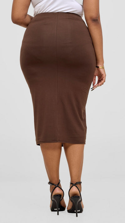 Vivo Basic Lined Capri Skirt - Chocolate - Shopzetu