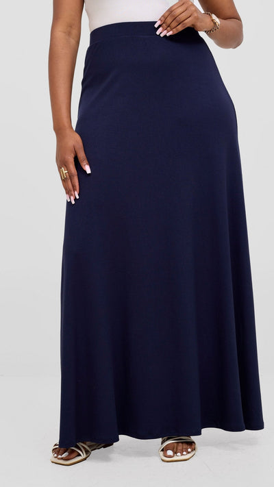 Vivo Basic A - line Maxi Skirt - Navy Blue - Shopzetu