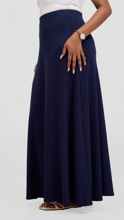 Vivo Basic A - line Maxi Skirt - Navy Blue - Shopzetu