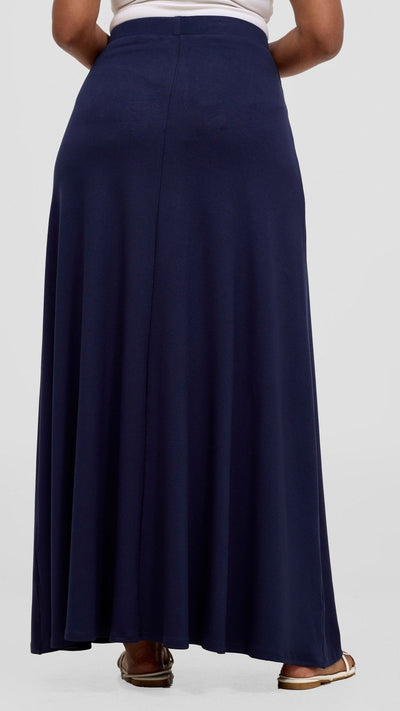 Vivo Basic A - line Maxi Skirt - Navy Blue - Shopzetu