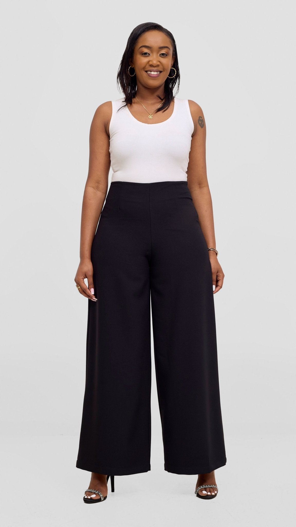 Vivo Diella Wide Leg Pants - Black - Shopzetu