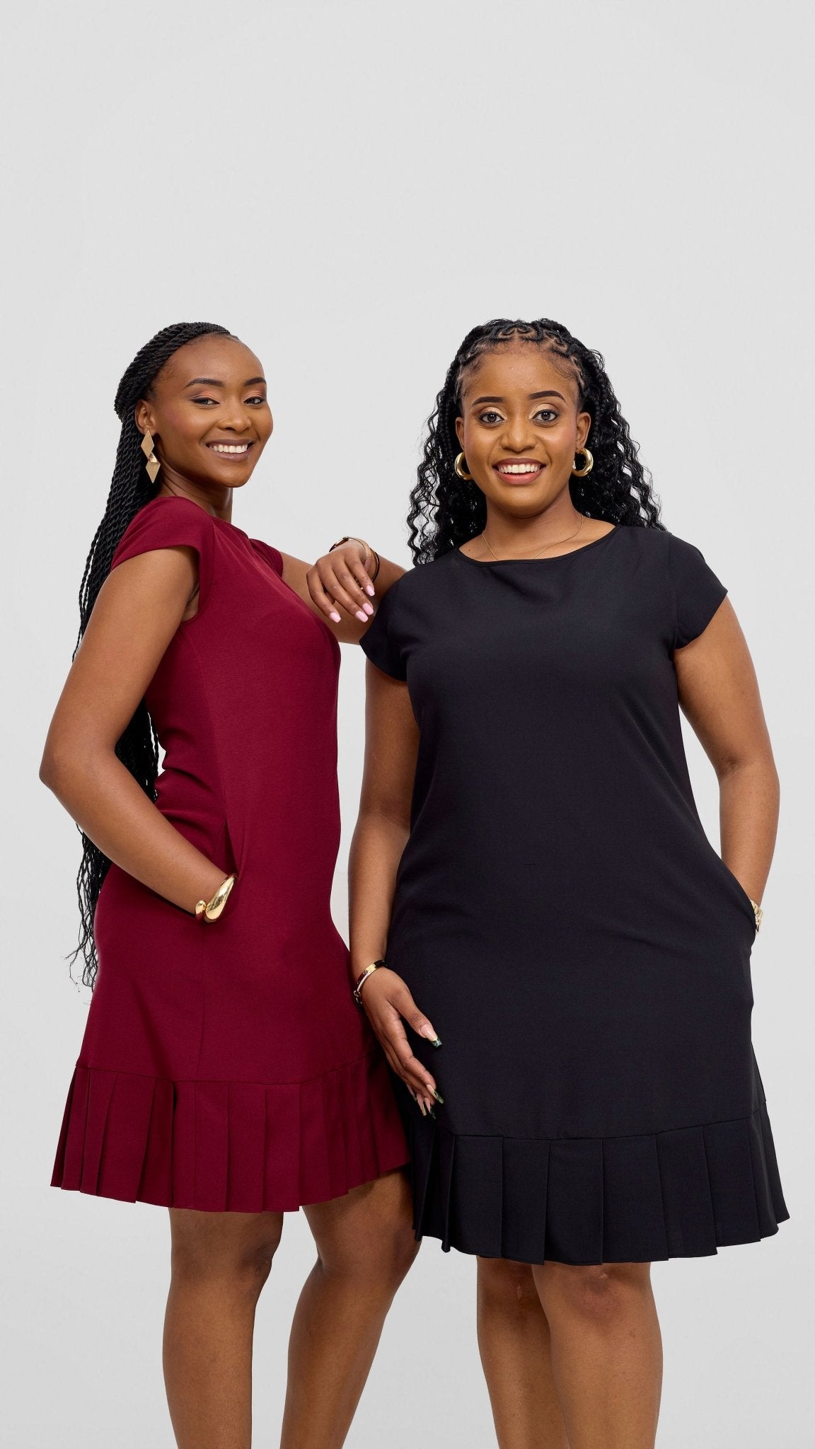 Vivo Diella Pleated Dress - Maroon - Shopzetu