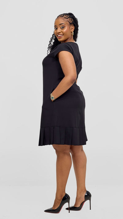 Vivo Diella Pleated Dress - Black - Shopzetu