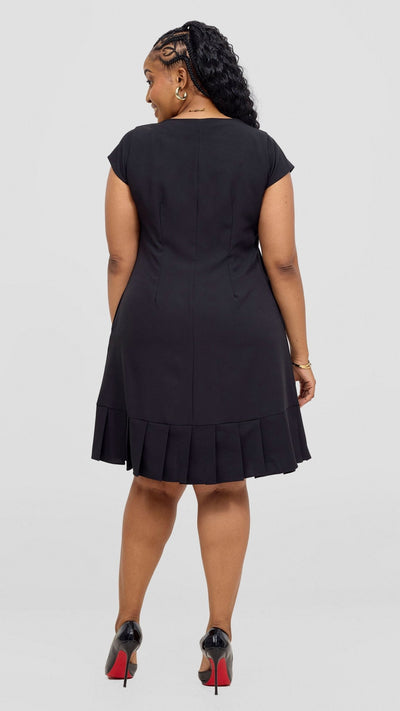 Vivo Diella Pleated Dress - Black - Shopzetu