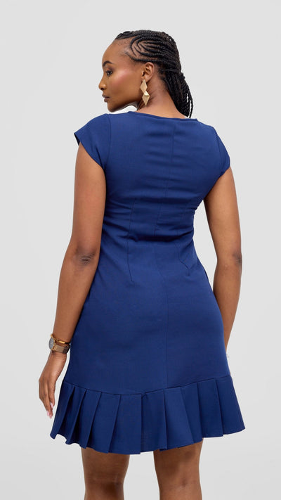 Vivo Diella Pleated Dress - Navy - Shopzetu