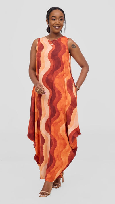 Vivo Seli Maxi Dress - Buttermilk / Rust Loura Print - Shopzetu